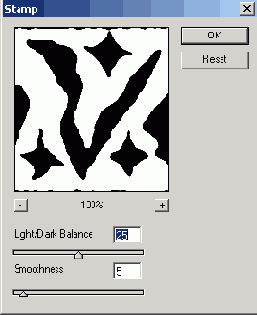 �������� ������� Filter > Sketch > Stamp