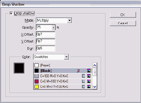 � ���������� ���� Drop Shadow ����� ��������� ���� � �������� ������ � ������������