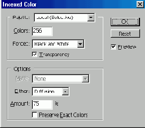 Преобразование изображения в режим Indexed Color
