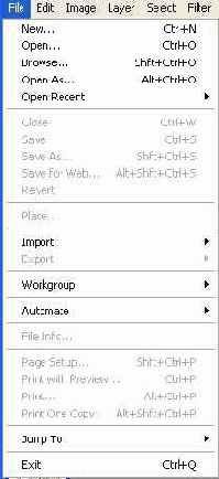 ������� ��� ���� File ��� PhotoShop
