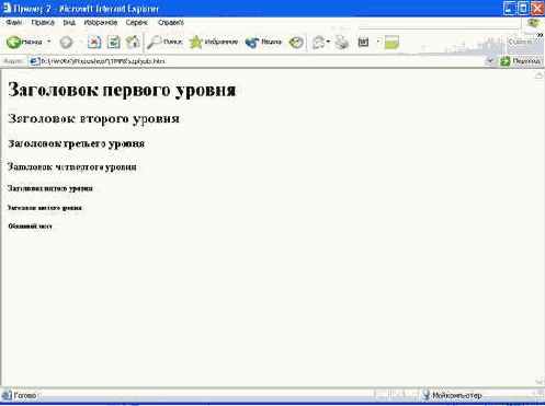Заголовки различных уровней