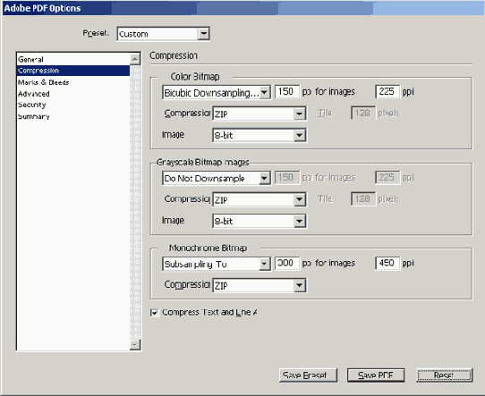 ���� Adobe PDF Options