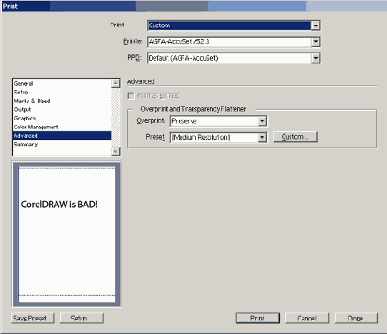 ���� Print ������� Advanced