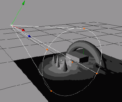 Перетаскивая мышью оранжевые точки на окружности настройте внешний угол источника