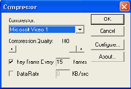 Диалоговое окно Compressor предназначено для выбора и настройки программы сжатия видео