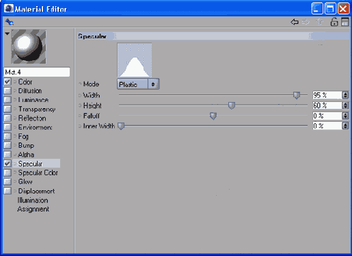 Для материла фар настроены цвет и блик