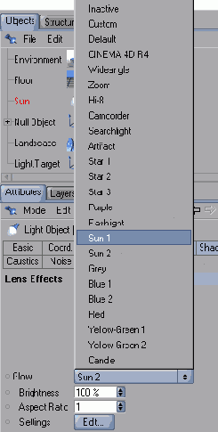 Добавление эффекта линз