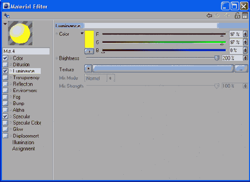 Использование параметра свечение