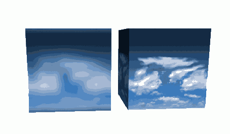 К материалу левого объекта применено размытие и сглаживание текстуры