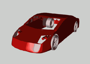 Материал применен к нулевому объекту группирующему все детали автомобиля