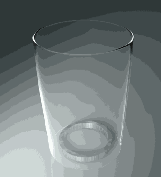 На поверхности стола видны отблески от стакана с водой и кольца каустики