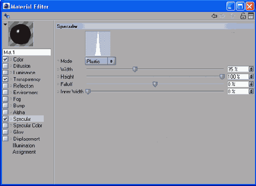 Настройка блика