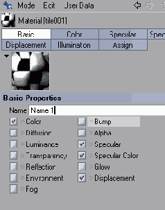 Настройка материалов в окне Attributes