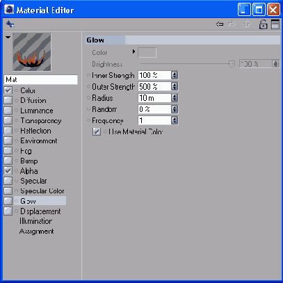 Настройки параметра Glow