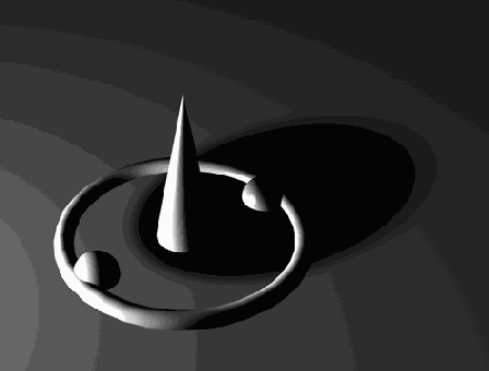 Объекты попадающие в область действия источника освещения с отрицательной интенсивностью затеняются