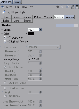 Параметры группы Shadow