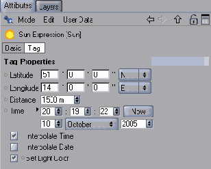 Параметры выражения Sun