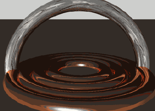 В материале среднего тора применено отражение с размытием