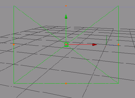 Зеленые линии показывают положение камеры в центре окна и область ее обзора