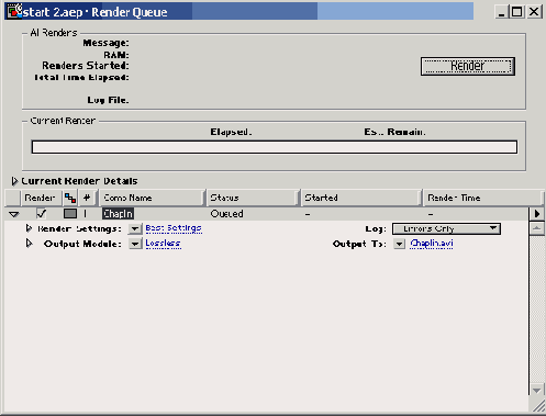 ������� ��� ������ Render Queue
