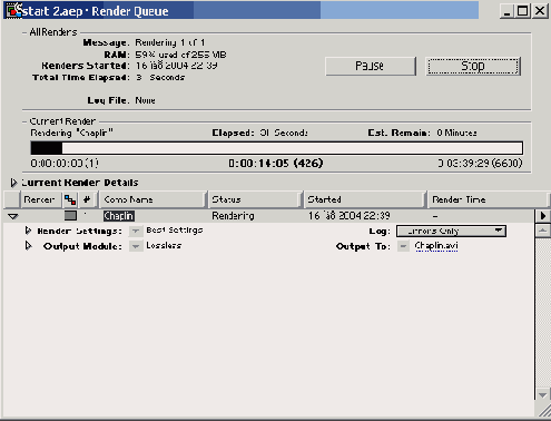 ������� ��� ������ Render Queue