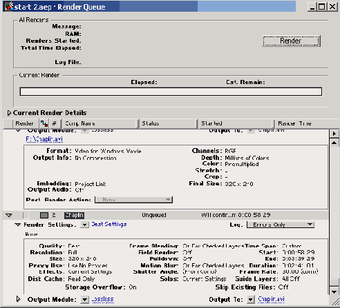 ������� ��� ������ Render Queue