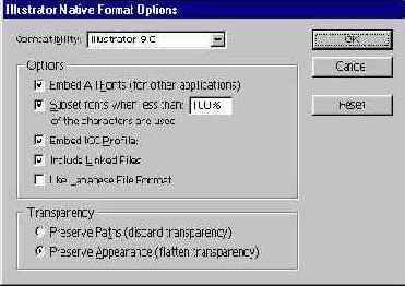 Сохранение документа в форматах версий программы Adobe Illustrator