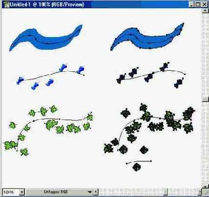 Преобразование контуров с декоративными штрихами
