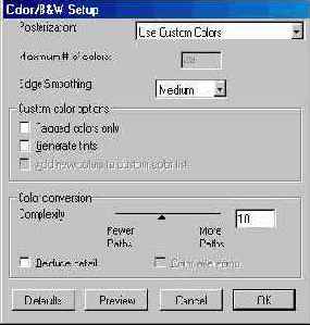 Установки цветовых параметров