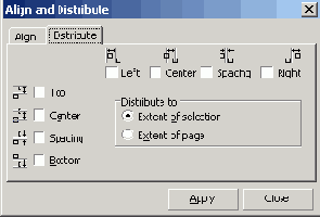 ������� Distribute ����������� ���� Align and Distribute