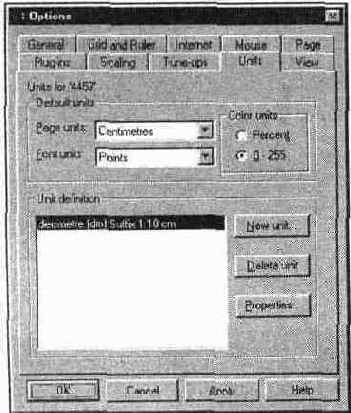 ���������� ���� Options ������� Units