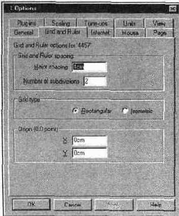 ���������� ���� Options ������� Grid and Ruler