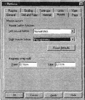 ���������� ���� Options ������� Mouse