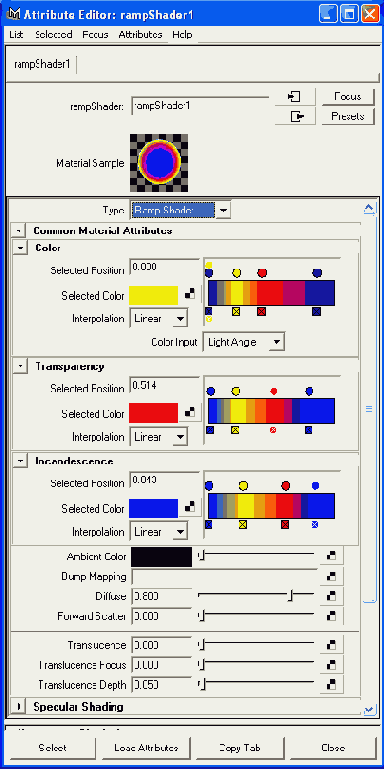 ���� ������� Attribute Editor ��� ��������� �� ������ ����������� ���������