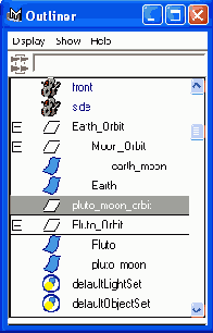 ��������������� �������� � ���� ������� Outliner