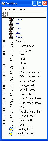 ��� ������� Catapult � ���� ������� Outliner