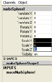 �������� ���������� Scale ��� ������� Sun � ���� ������� Channel Box