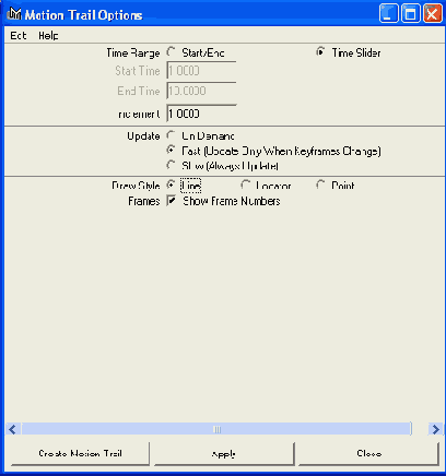 ���� ������� Motion Trail Options
