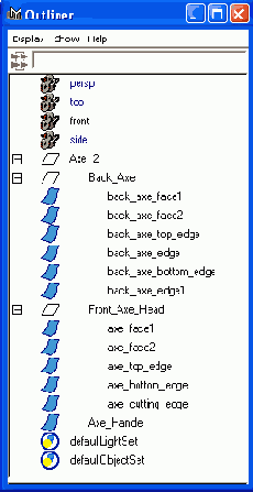 ���� ������� Outliner ����� �������� ������ �����