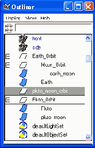 ��������������� �������� � ���� ������� Outliner