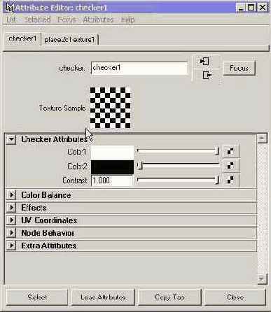 Раздел Checker Attribute в окне диалога Attribute Editor