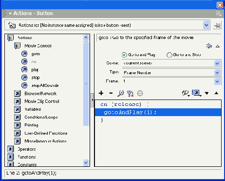 ��� ������ Actions ��� ���������� ����� �������� goto