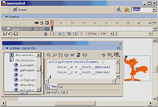 По сценарию данный клип перемещается вcлед за курсором