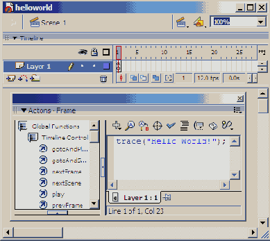 Ваша первая программа на ActionScript