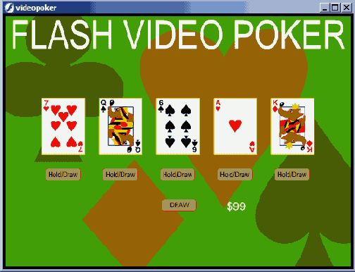 Видеопокер показывает игроку пять карт