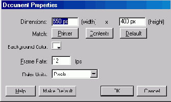 ���� Document Properties � Flash MX
