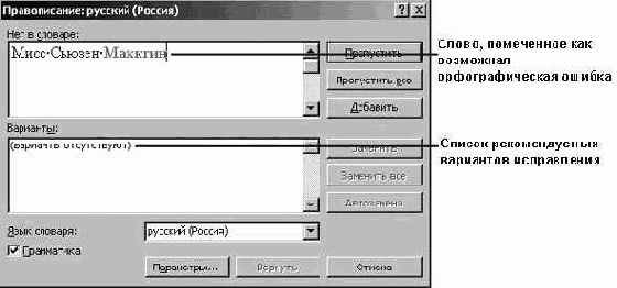 Проверка правописания в документе