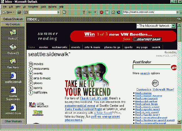 ������ ������ Outlook � ������������� ���������� � ���� ���-��������