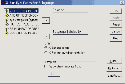 Диалоговое окно X-Bar...