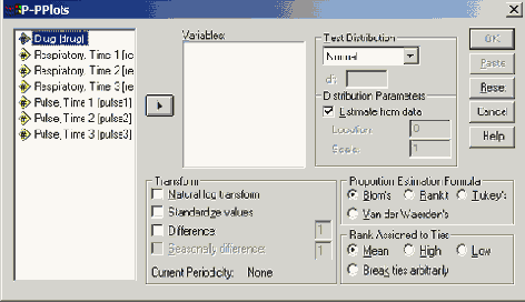 Диалоговое окно Р-Р Plots (Р-Р-диаграммы)
